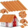 100 Pcs Roof Tiles Building Set Miniature Tiles Mini Dollhouse Shingles Fake Tile Dollhouse Kitchen Garden Accessories 2