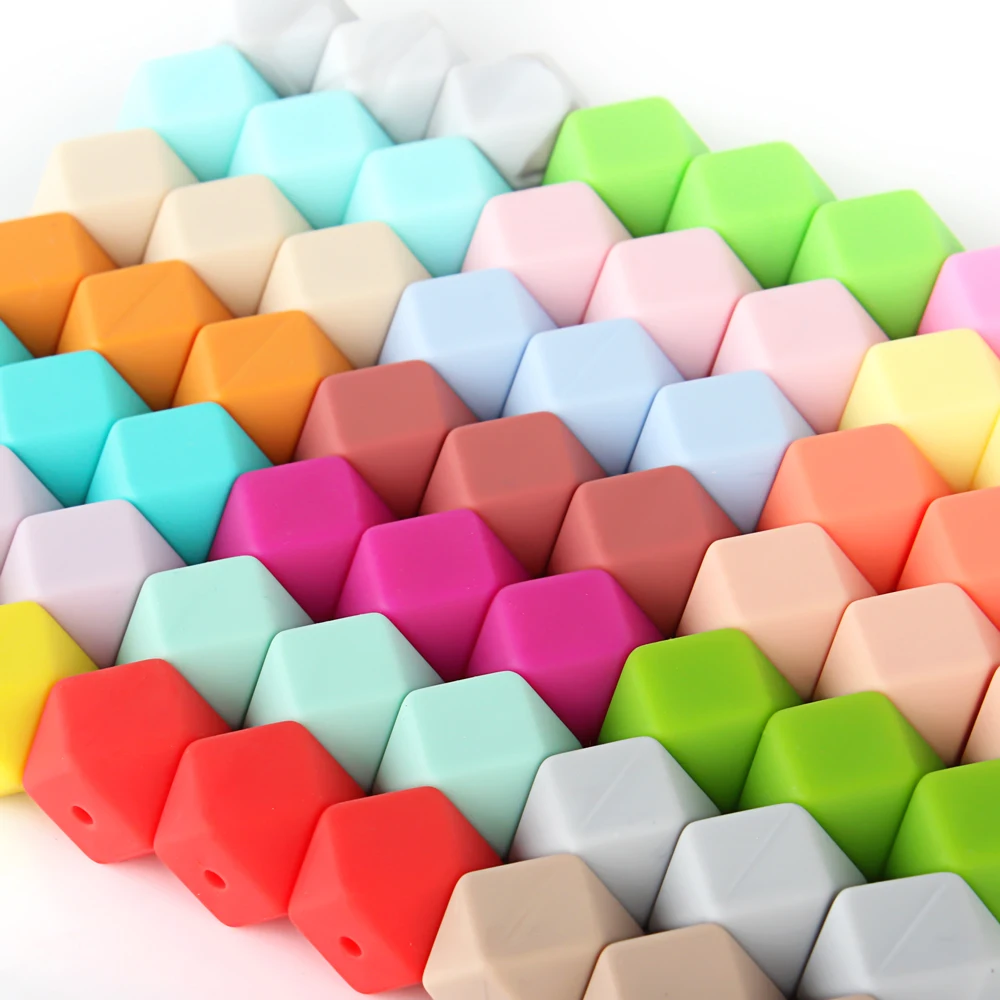 Silicone Beads 20Pcs 14mm Hexagonal for Jewelry Making Bracelet Necklace DIY KeyChain Clips Chain Accessory Decoration