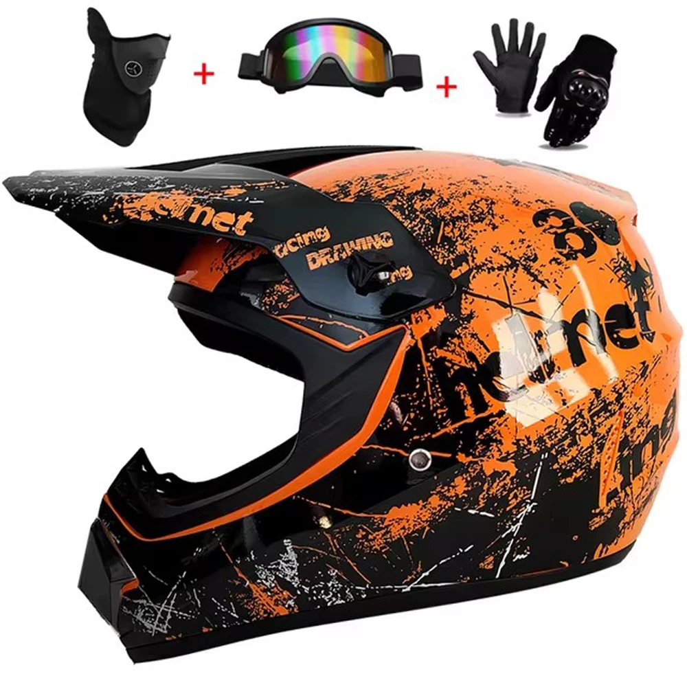 Free Gift Included - Professional Off-Road Helmet for Adults & Children - Downhill & Motorcycle Racing DOT Certified