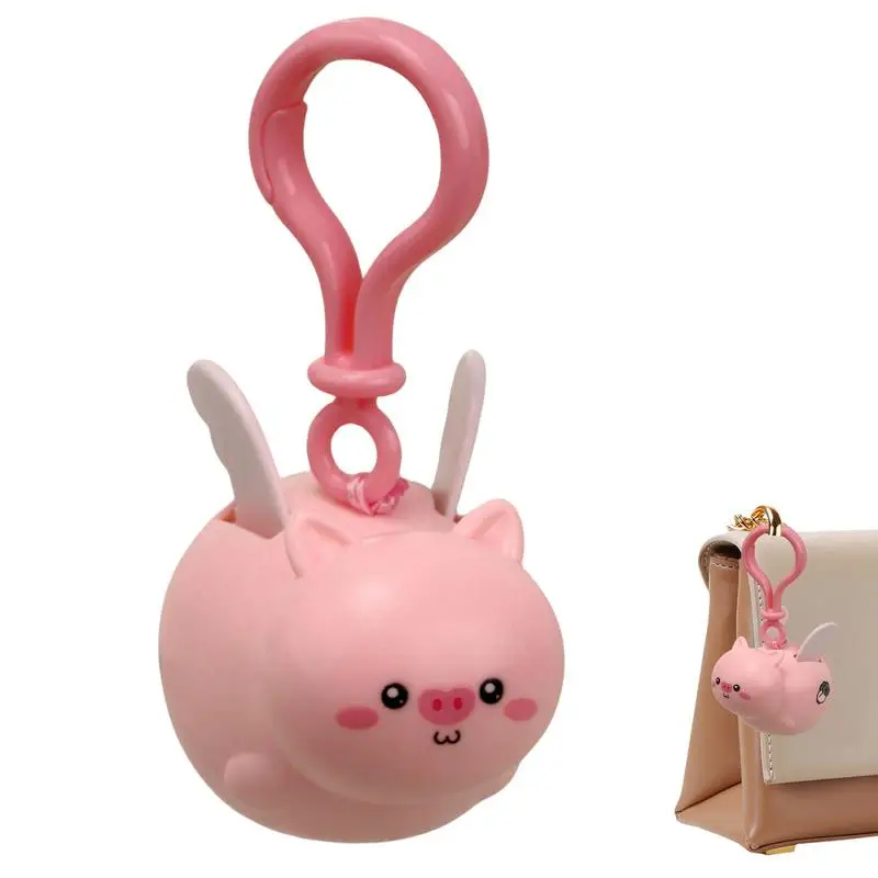 

Pig Funny Keychain Animal Backpack Keychains With Drawstring Wings Pull String Keychain Creative Cute Lovely Pendant Keychain