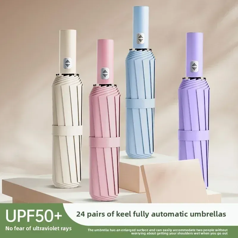 Wind-resistant Reinforced 24-Bone Umbrella Men's Business Strong Durable Anti-UV Sunscreen Umbrella Women's Sunny Outdoor Large