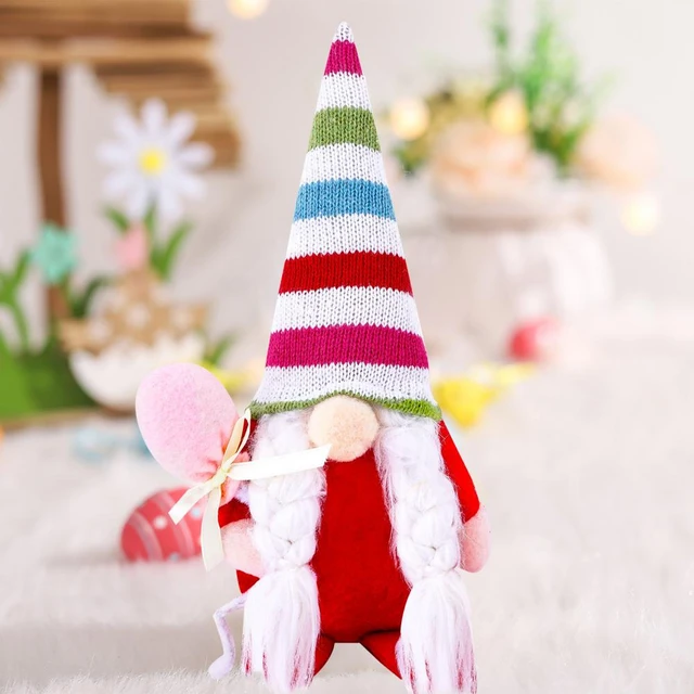 Happy Birthday Faceless Gnomes Doll with Cake, Plush Tomte Birthday Gifts  Handmade Scandinavian Party Hat Home Ornaments 