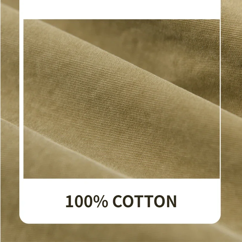 Description Picture 6 of itemSpring New Casual Cargo Trousers for Men Simple 100% Cotton Solid Color Men Clothing Oversize AZ614