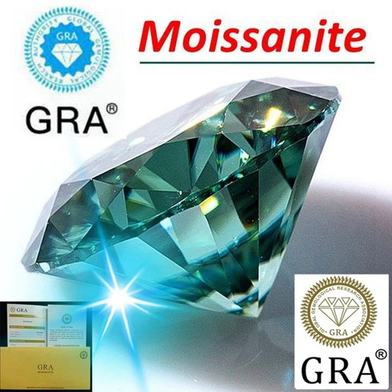 

GRA Round Shape and Round Brilliant Cut Many Color Moissanite Loose Gemstone 3EX VVS1 Excellent Cut Pass Diamonds Test