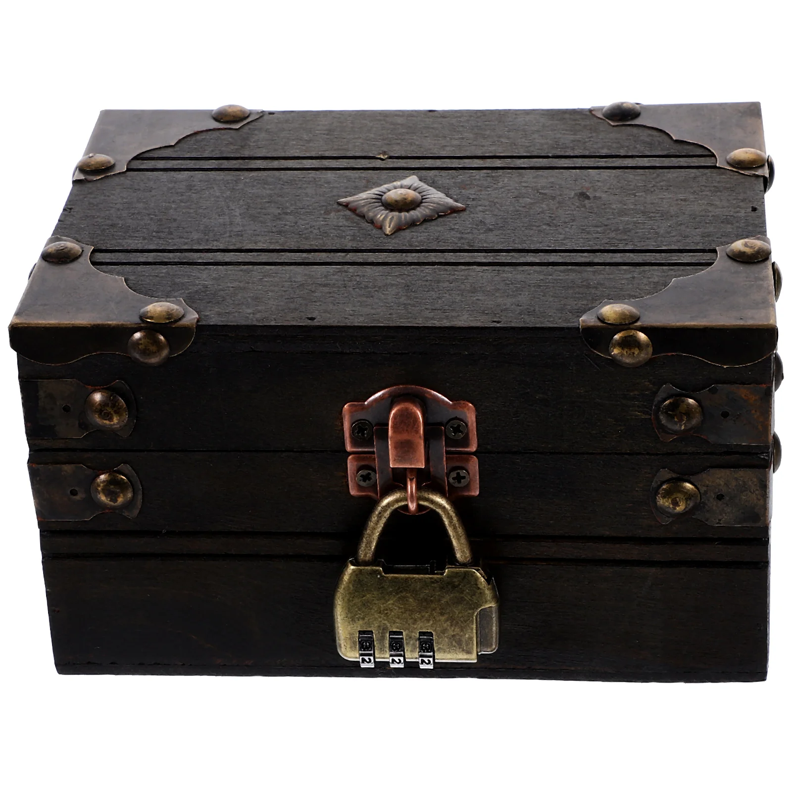 

Vintage Storage Box Pendents Photo Prop Wood Candy Case Wooden Multi Functional Treasure Chest Pirate