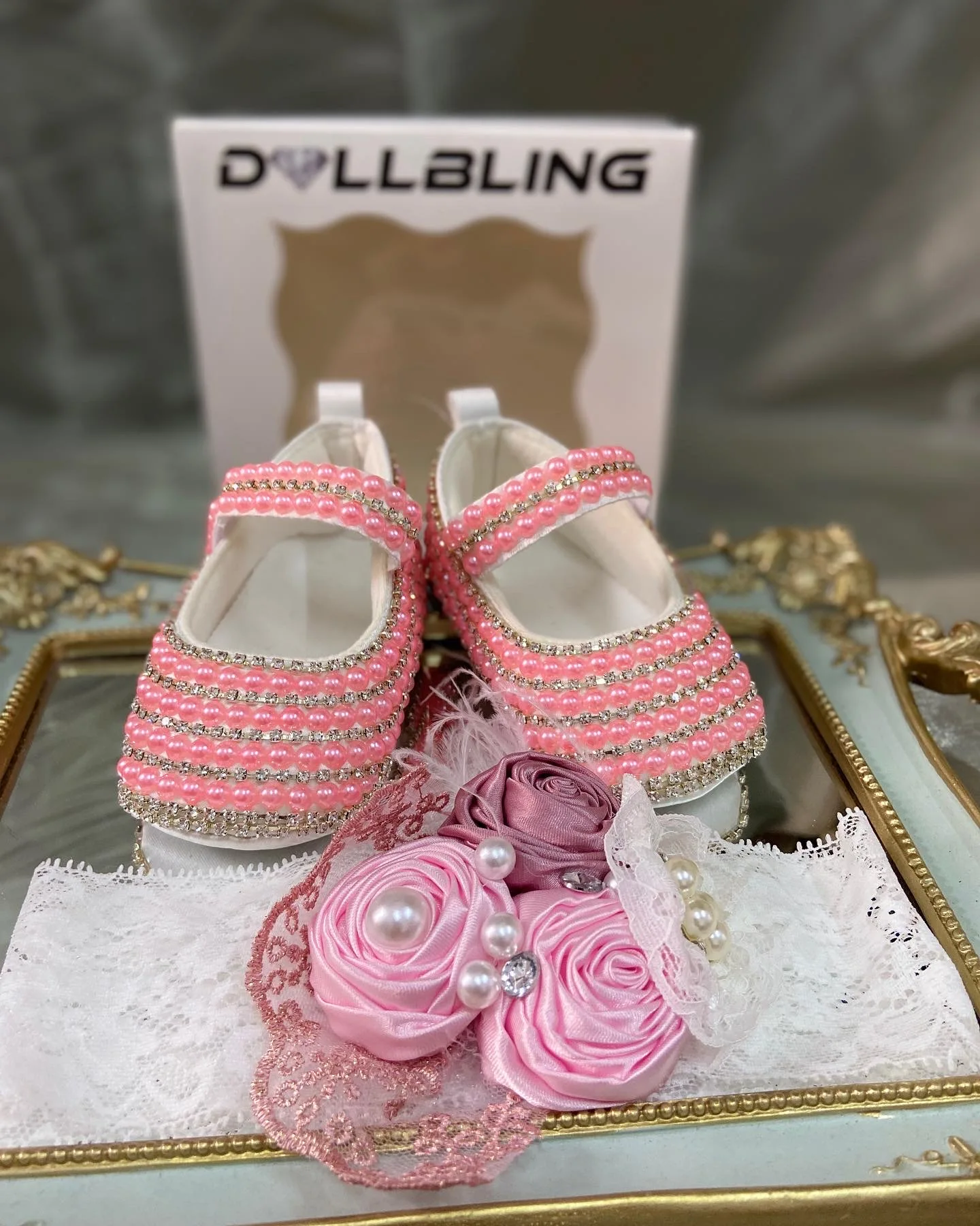 Dollbling Baby Shoes Girl Christening Shoes Pearl Handmade Baptism Birthday Present Princess Little Girl