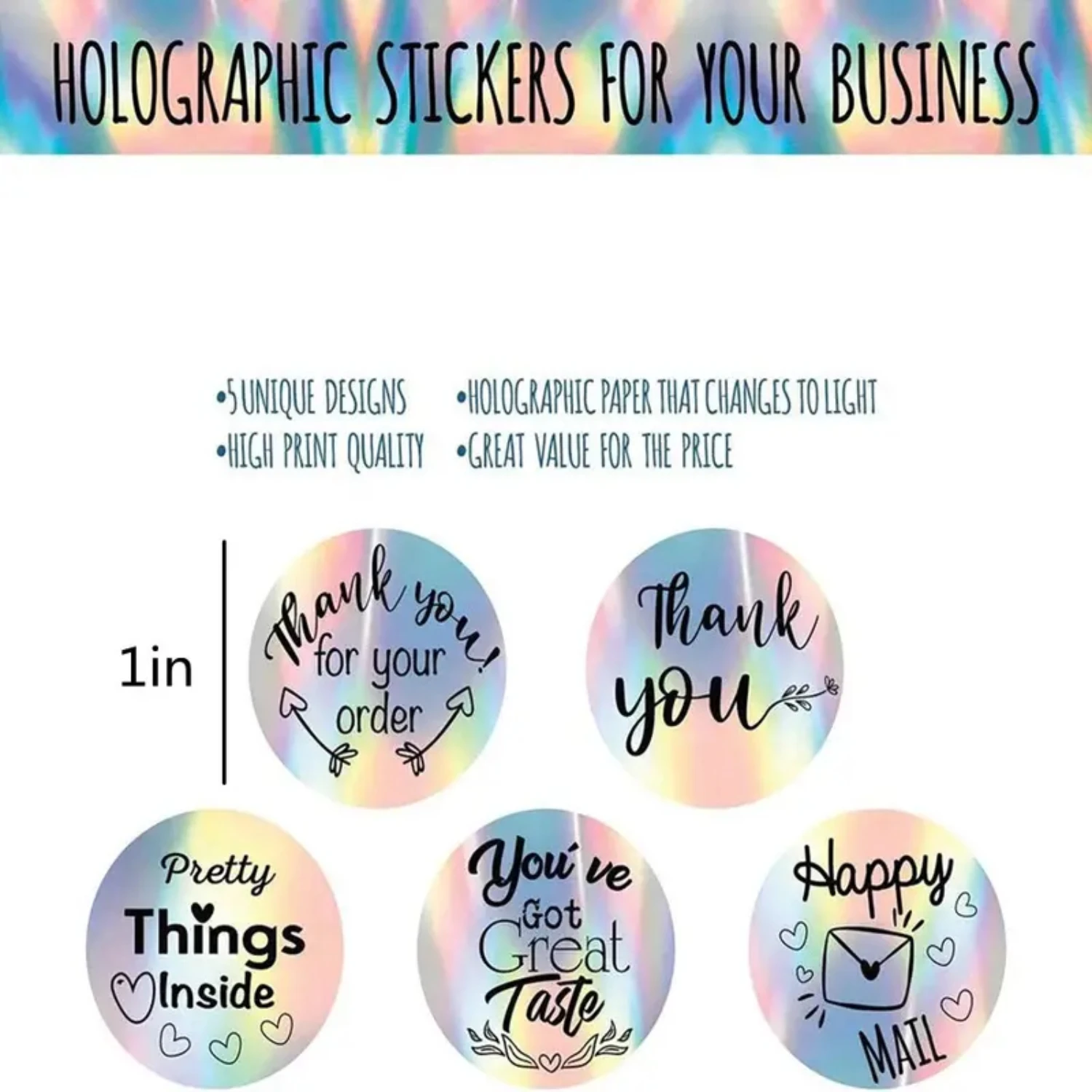 Holographic DIY Small Business Online Store Order Stickers-Vibrant and Eye-catching Packing & Shipping Supplies for your Etsy