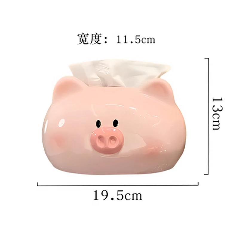 Creative Ceramic Cute Pig Shaped Tissue Box, Light Luxury Napkin Box, Home Living Room Bedroom Hotel Tea Coffee Table Decor, 1Pc