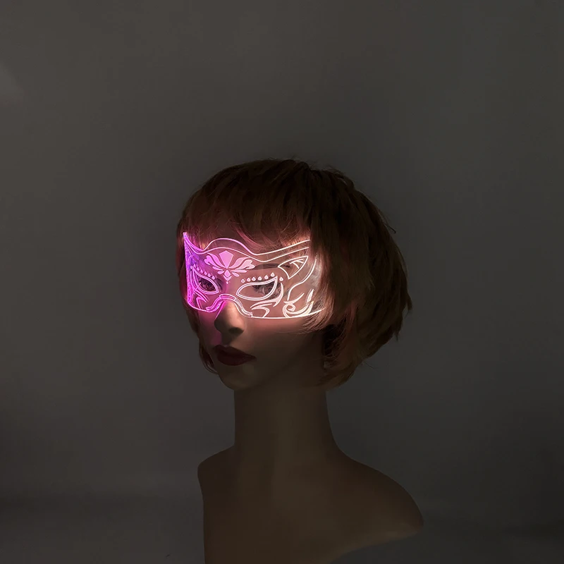 Neues Design Leuchtende Halbgesichts-Fuchsmaske Maskerade-Party LED-Masken Nachtshow-Requisiten Leuchtende Zubehörteile Erwachsenen-Augenmaske Dekoration – Detail 10