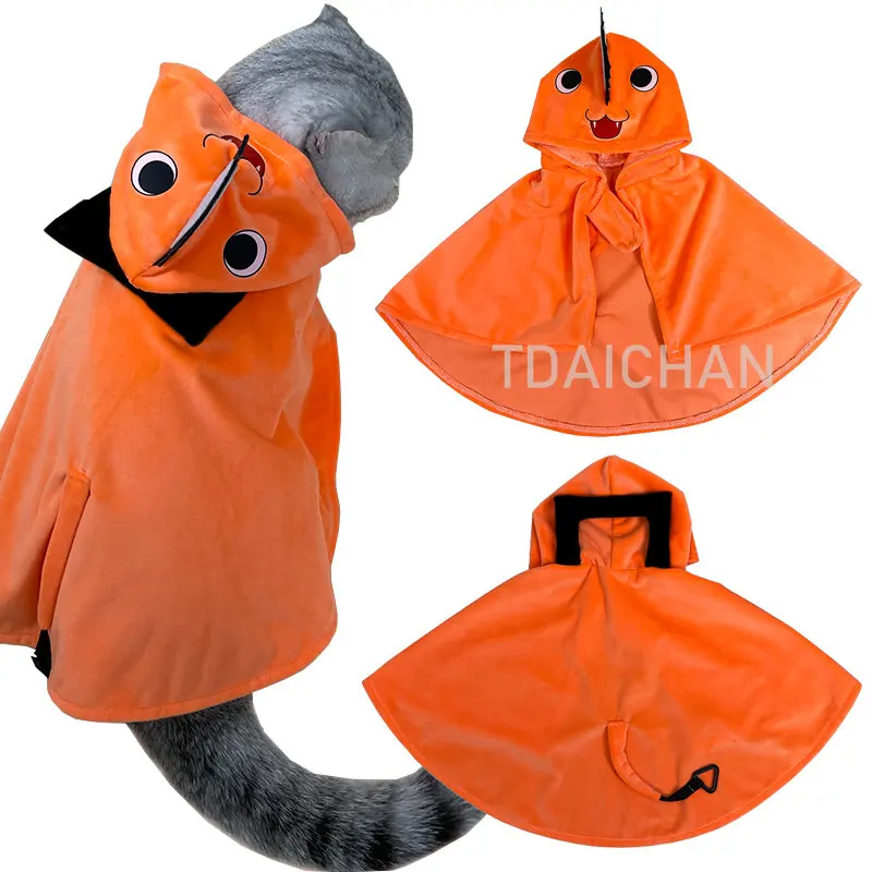 Anime Chainsaw Man Cosplay Pochita Cat Cloak Clothes Hoodie Coat