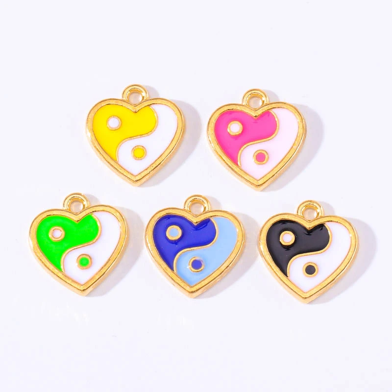 

10Pcs Chinese Style Bagua Yin Yang Tai Chi Heart Pendant Mixed Religious Jewelry DIY Necklace Bracelet Earrings Beads Accessory