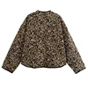 TRAF Women Winter Coats Vintage Leopard Quilted Jacket Woman Outerwears Autumn Long Sleeve Short Padded Jacket Warm Woman Coats 2