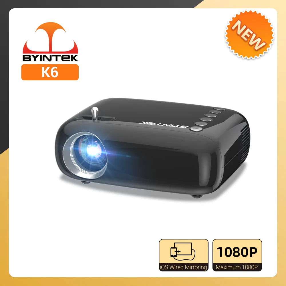 

Мини-проектор BYINTEK K6 портативный домашний кинотеатр ЖК-проектор Full HD 720P 1080P видео большой экран проектор