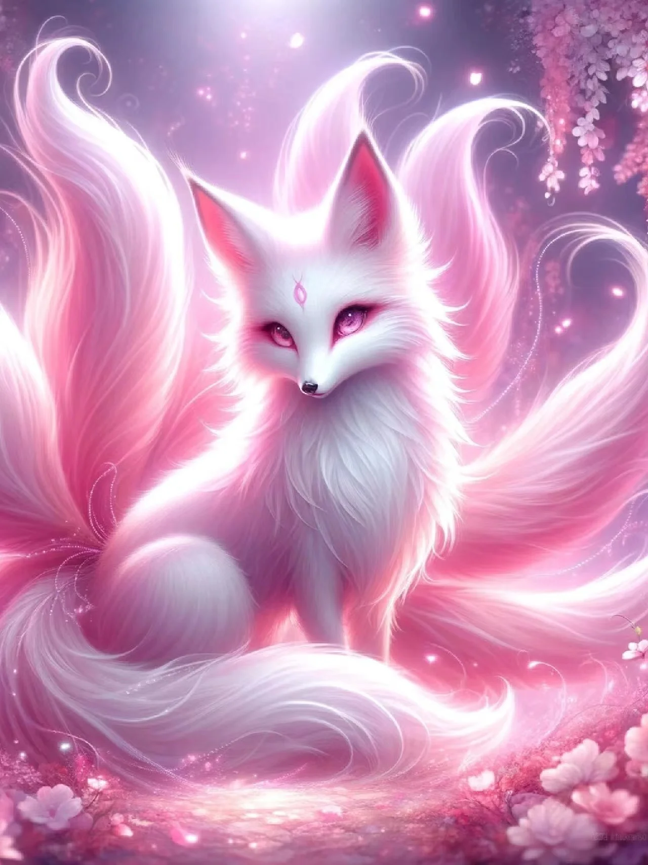 5d diy Diamond Painting New Pink Nine Tailed Fox Full Square Round
