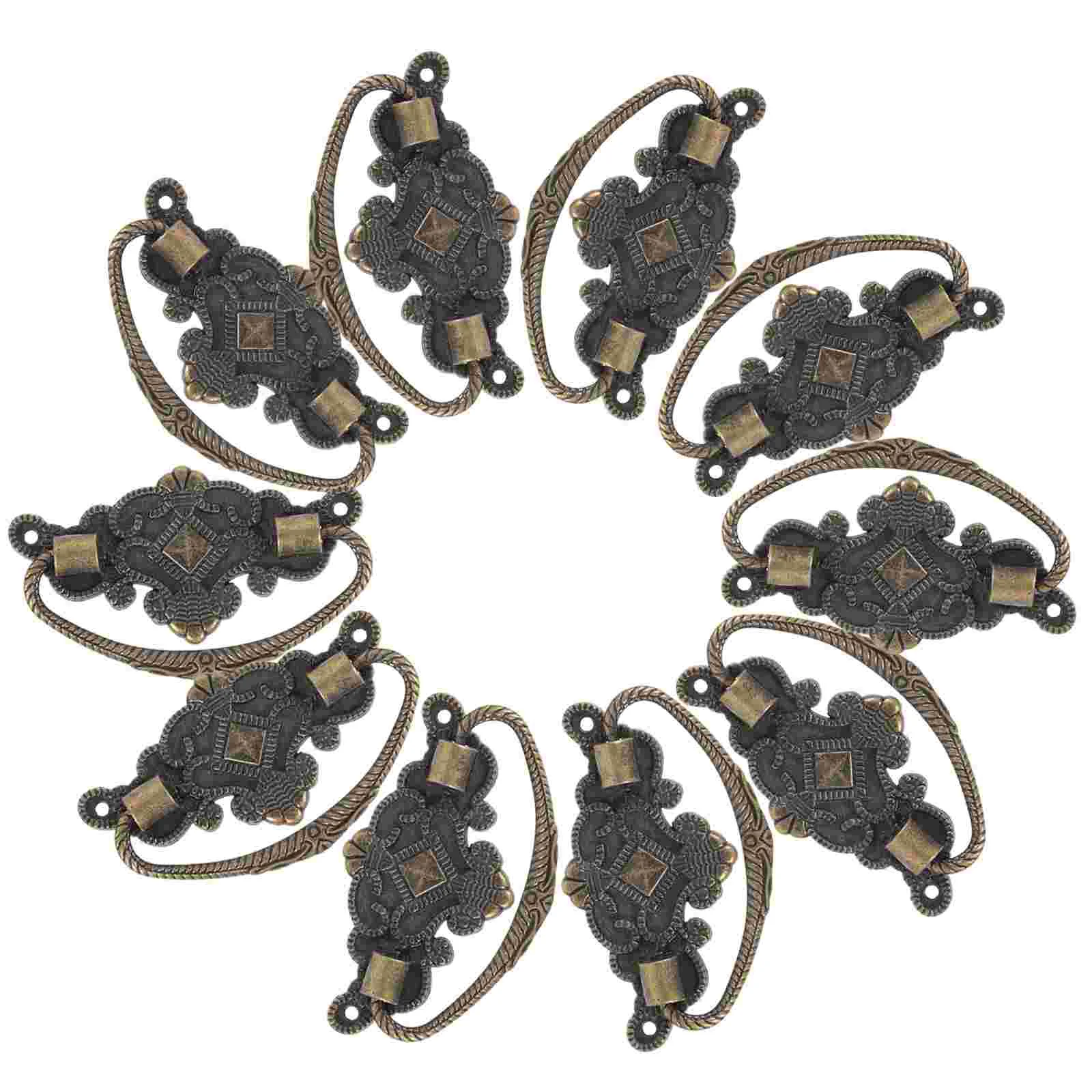 

10 Pcs Handle Drawer Pulls Decorative Box Hardware Vintage For Cabinet Alloy