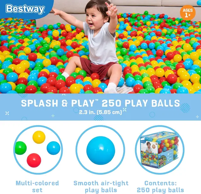 Plastic Play Balls 250ct | for Indoor Play, Ball Pit, Bouncers, Multicolor