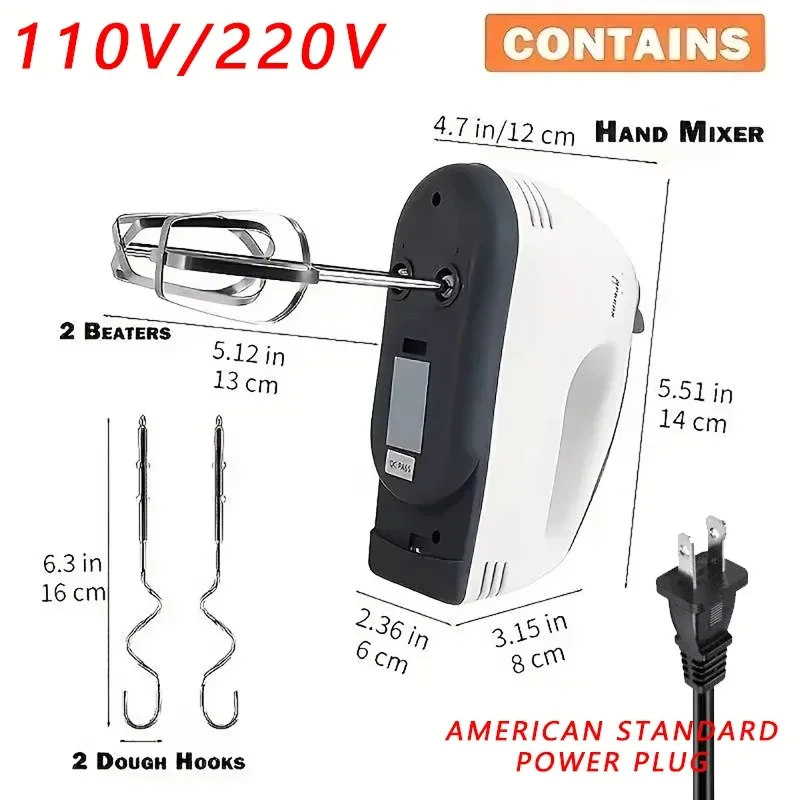 Handmixer Electric Handheld Speed Portable Kitchen Mixer Electric Food Beater Whipping Mixing Cookies Cakes Eggs Dough 110V-220V