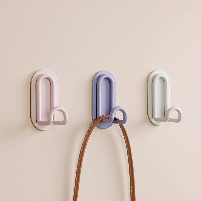 Punch-free Metal Hook Strong Viscose Adhesive Hook Load-bearing Door Back Wall Bathroom Kitchen Key Seamless Nail Clothes Hanger 2