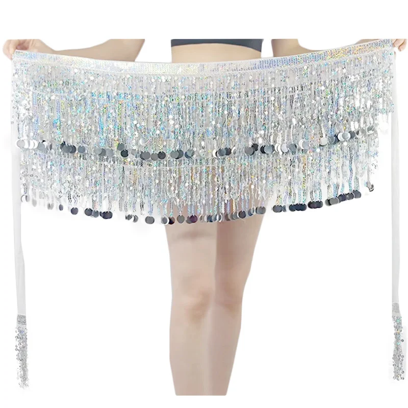 

The latest sparkling sequin fringed Belly dance Performance hip waist skirt