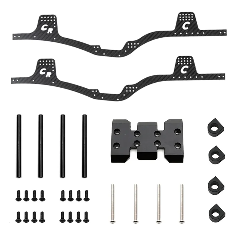 

LCG Carbon Fiber Chassis Kit Frame Rail Skid Plate Body Post Mount for Axial SCX10 1/10 RC Crawler Car Parts,Black