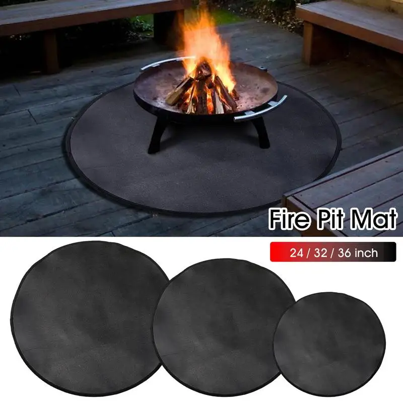 Round Grill Mat Glass Fibre Grill Deck Mat Fire Pit Mat & Under Grill