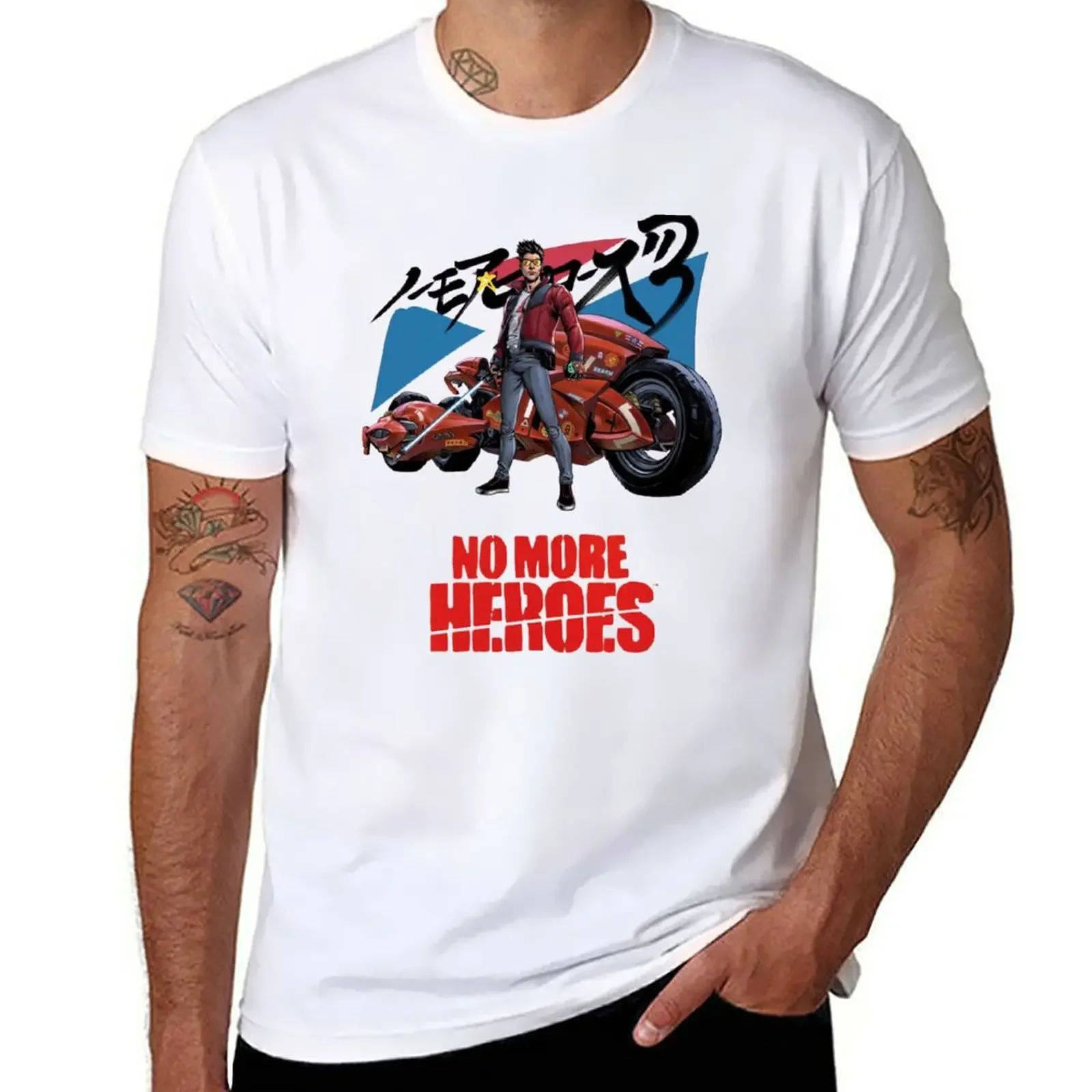 No More Heroes T-Shirt Oversize Blanks Tees Anime Clothes T-Shirt For Men Cotton