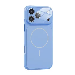 Original Nano Matte Glass Magnetic Phone Case | Shockproof Cover with Wireless Charging Compatibility for iPhone 15 (Light Blue)