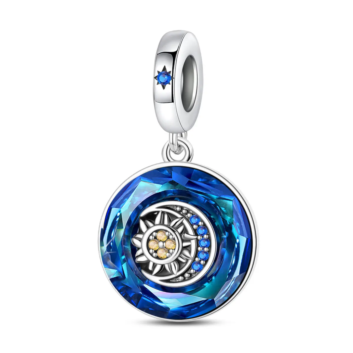 Silver Plated Beads with Colorful Crystal Pendant - Peace Dove, Globe, and Rose Heart Design