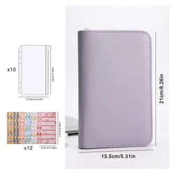 Cash Storage Organizer with Zipper Pockets and Planning Sheets (PURPLE)