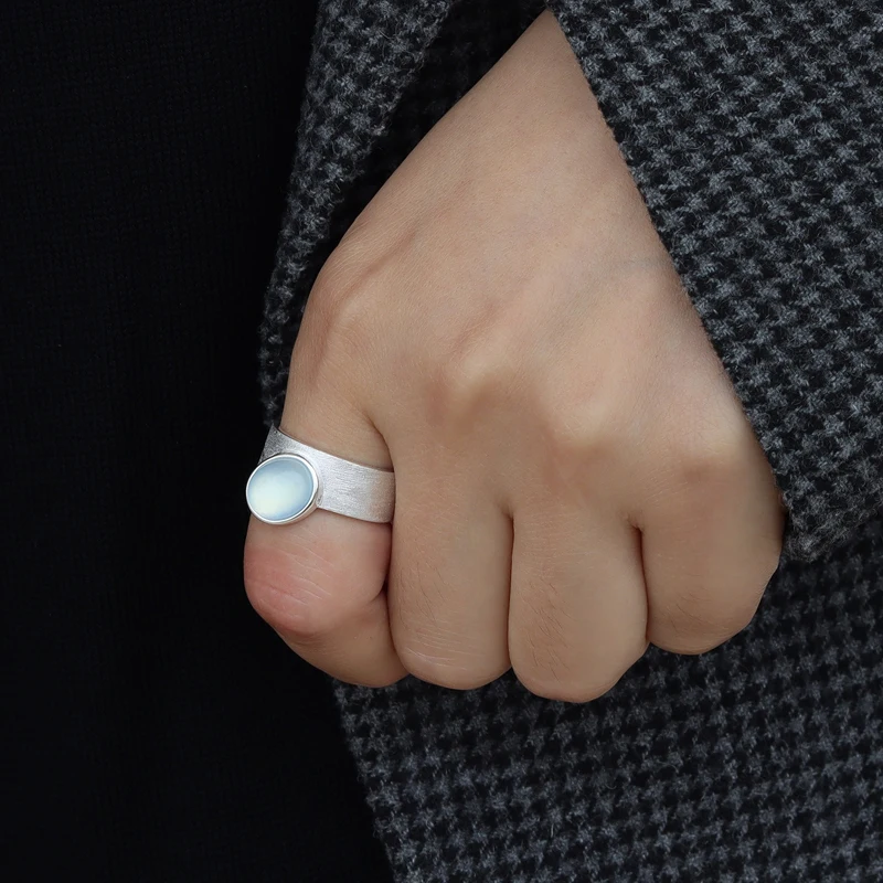 925 Sterling Silver Rings Blue Moonstone