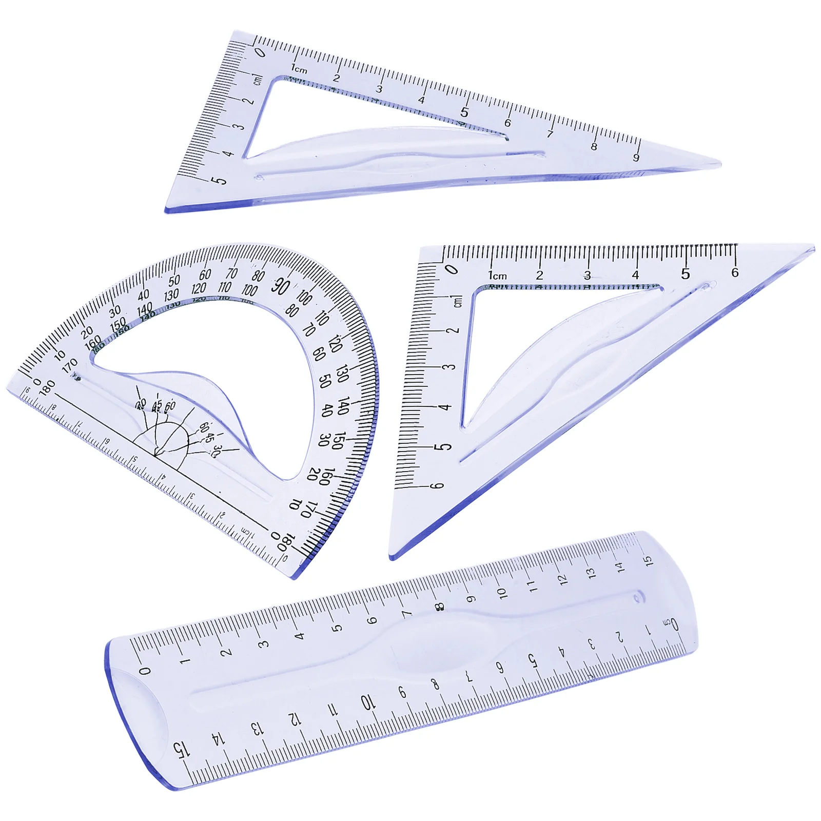 

4pcs/Set Plastic Straight Square Rulers Geometry Protractor Drafting Ruler Precise Measuring Ruler School Office Stationery