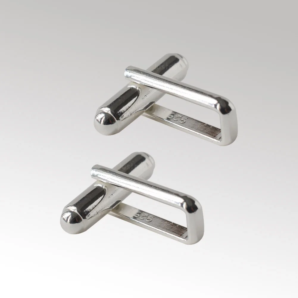 Solid 925 Sterling Silver Cufflink Fitting Base Round Bar with U Arm ...