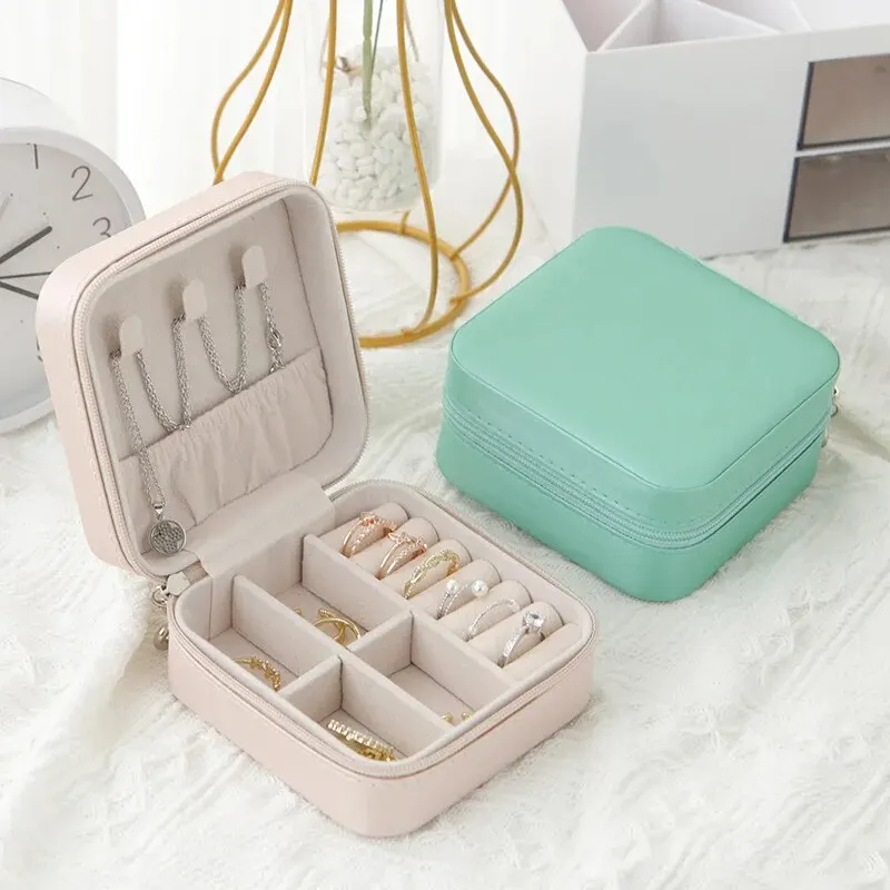 jewelry storage box 1pc Portable Jewelry Storage Box Home Travel Earrings Necklace Ring Mini Layered Display Case
