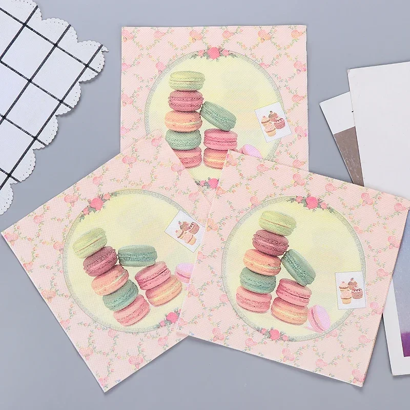 Paper Napkins Tissue Paper Decoration 20pcs/pac New Macaron Colorful Printing Paper Napkins Dessert Store Wedding Party Butterfly Bone Bart Paper Wet and Dry 33*33cm