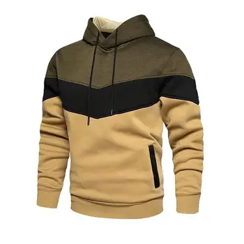 Tops 2023 Korean Style New Men Vertical Bar Color Matching Sweatshirts Casual Streetwear Loose Drawstring Hoodies S-5XL