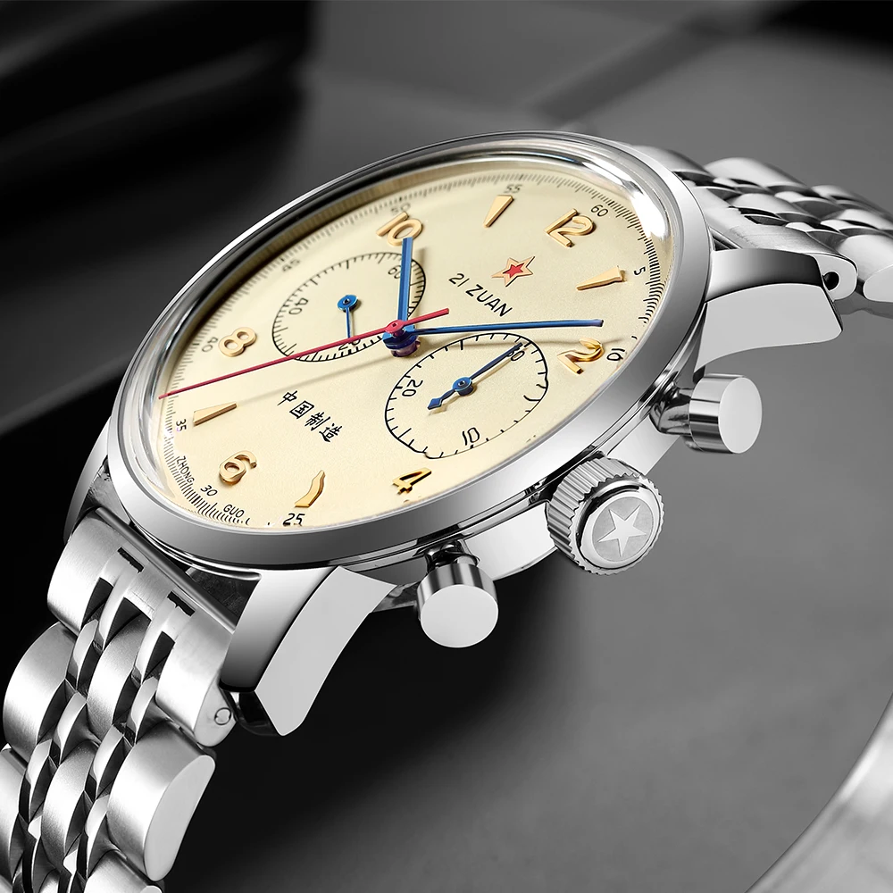 SEAKOSS 1963 Mechanical Watch 42mm Sapphire Glass Stainless Steel Men Chronograph Wristwatch Seagull ST1901 Movement Male Clock