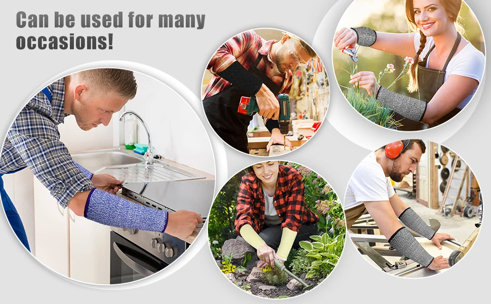GOMOREON 1Pair Cut Resistant Sleeves, Burn Heat Resistant Arm Sleeve Protectors Protective Forearm Sleeves Cooking Gardening