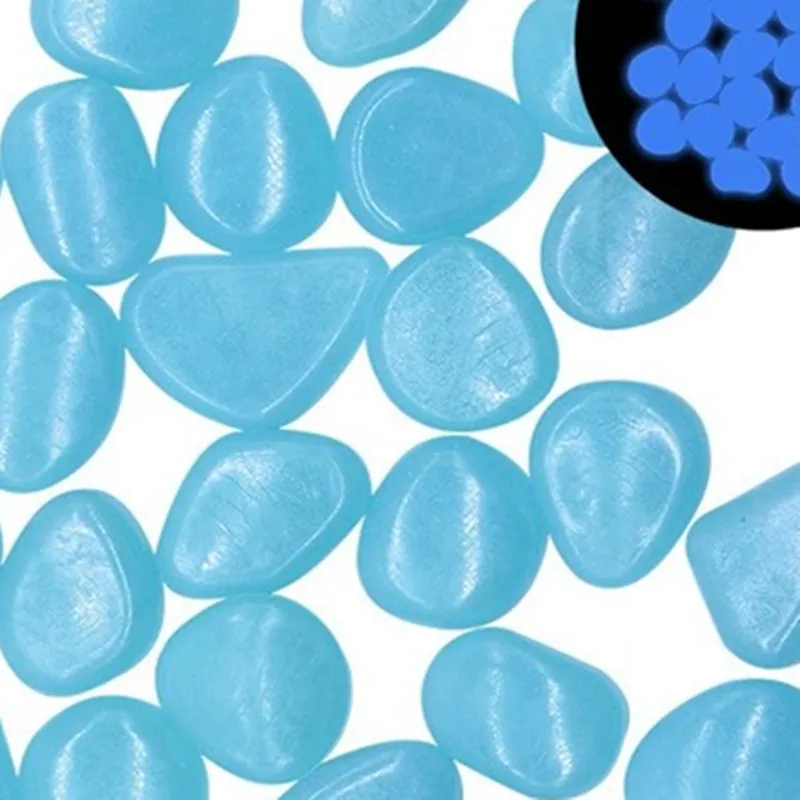 50pcs Luminous Pebbles 1.5cm Garden Decoration Gravel for Yard Walkway and Pool Stone Pretty Decor Glow in Dark