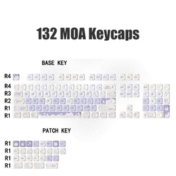 Vibrant Purple Cat Keycap Set - 132 - Key MOA Profile Dye - Sublimation Keycaps (PURPLE)