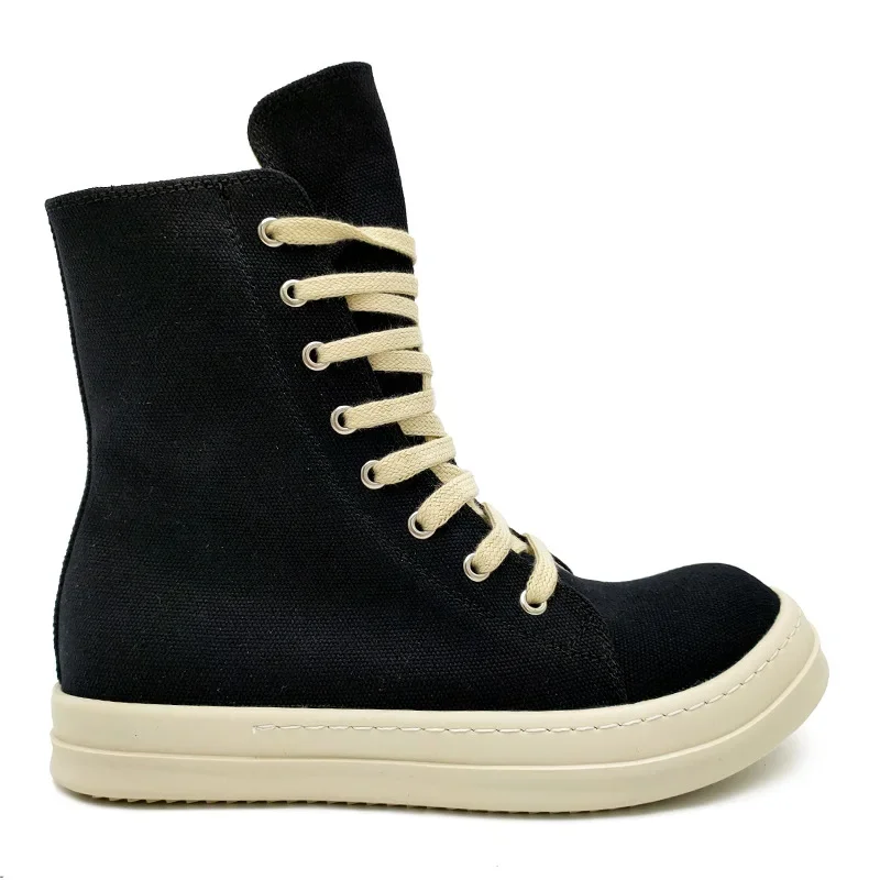 

2023 New Rick Men's Canvas High Top Boots Thick-soled Increased Casual Large Size 48 Board Shoes Platform Shoes