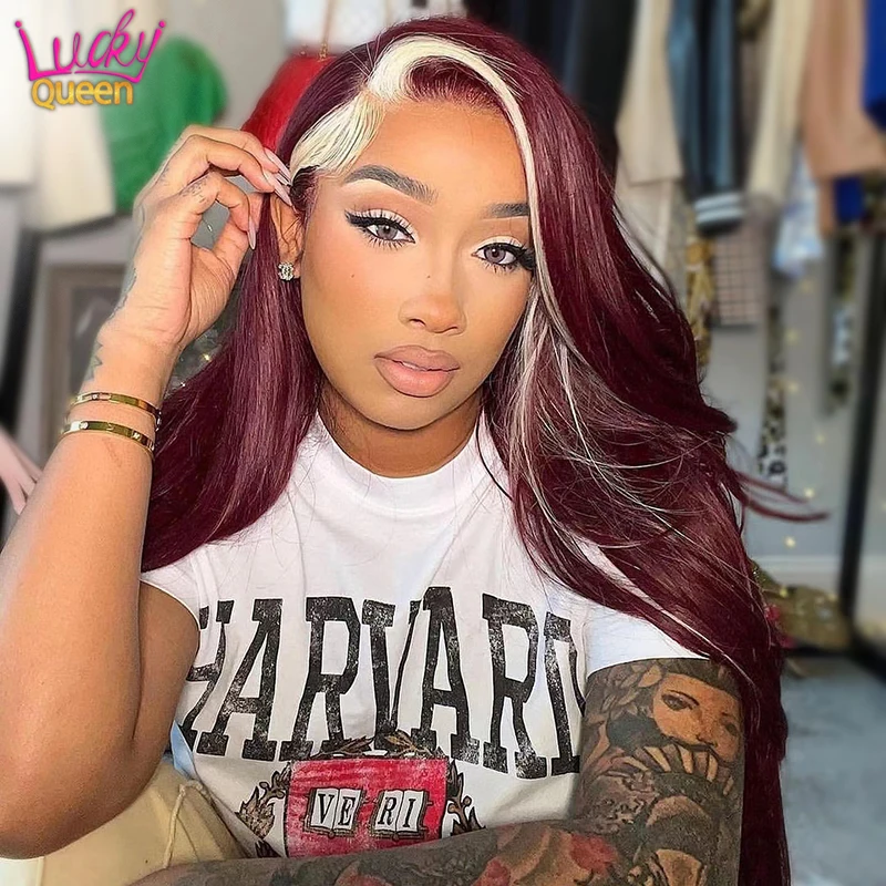 Burgundy Blonde Highlights Human Hair | Hair Wig Highlights | Lace Wigs -  99 Burgundy - Aliexpress