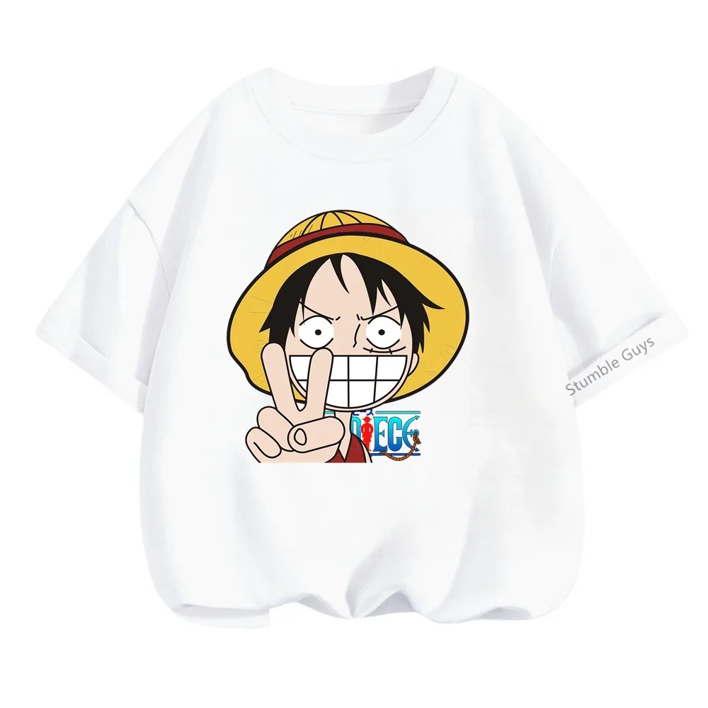 thumbnail image 1 of Camiseta de una pieza de Anime para adolescentes, camisetas de manga corta de verano, ropa para niños, camisetas de Luffy para niñas, camisetas de Sonic, 1 of 5