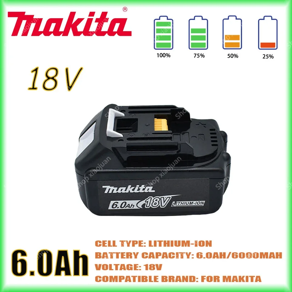 

Makita 100% original 18V 6.0Ah rechargeable power tool battery With LED lithium ion replacement LXT BL1860B BL1860 BL1850