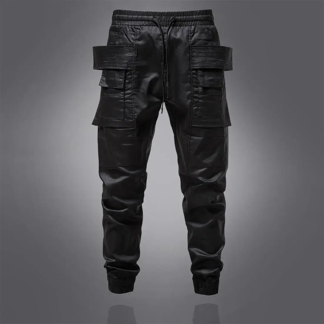 2023 Autumn New Men's Casual Pants Dark Style Functional Style Personalized Trendy Men's Leggings Drawstring Elastic Waist