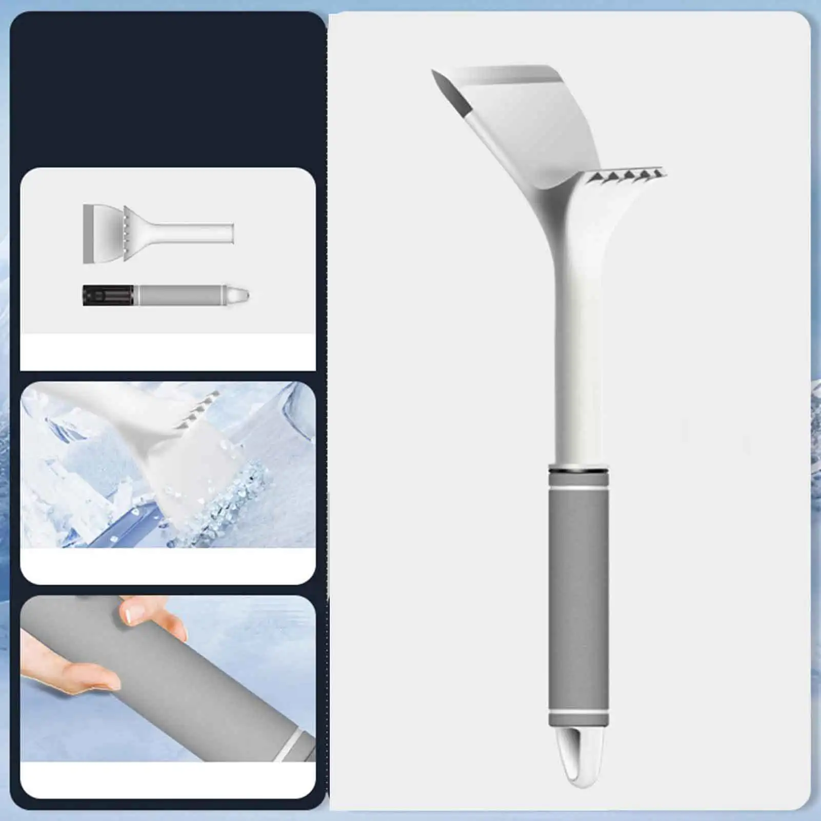 Ergonomic silicone car snow scraper, multi-functional deicing tool for all models, cars, trucks, SUVs, etc