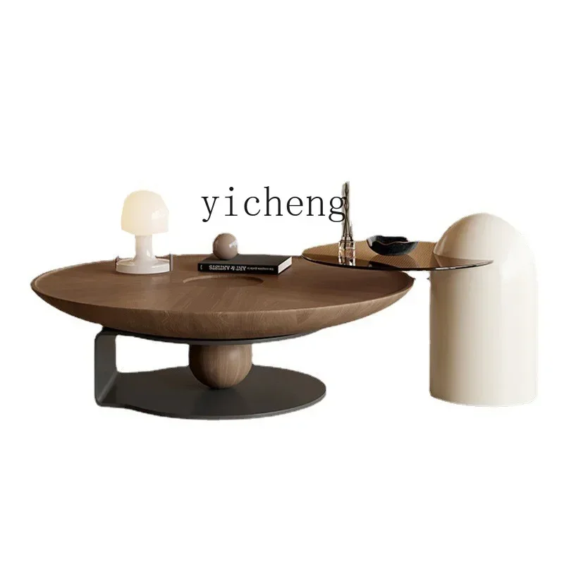 

XL Italian Minimalist round Tea Table Modern Minimalist Size Walnut Creative Living Room Combination