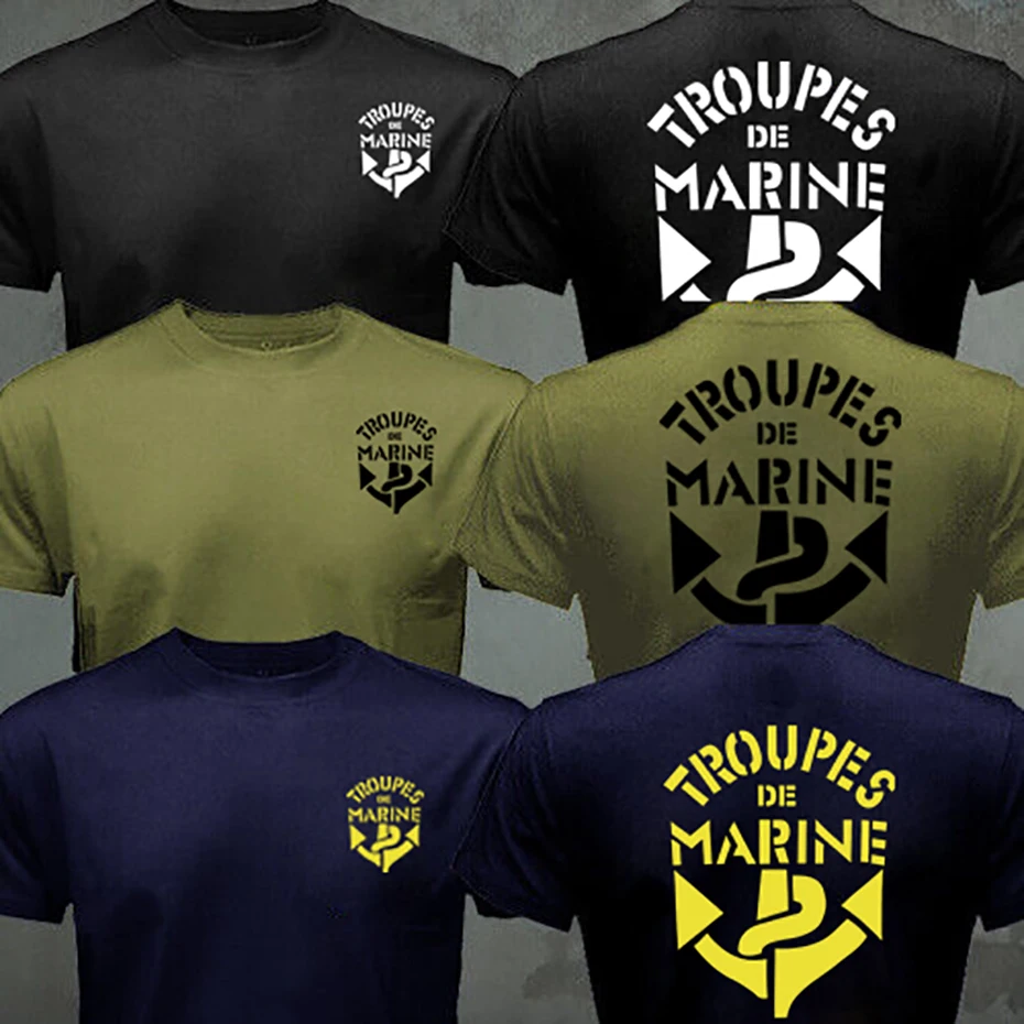 Frankrijk Marinetroepen Franse Koloniale Troepen T-Shirt Mannen Mariniers Militair Tactisch Casual Heren T-Shirt Zwart Legergroen T-Shirt