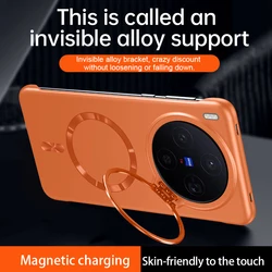 Funda Magnética Sin Marco para Teléfono con Soporte Plegable y Cubierta Protectora de Armadura Mate