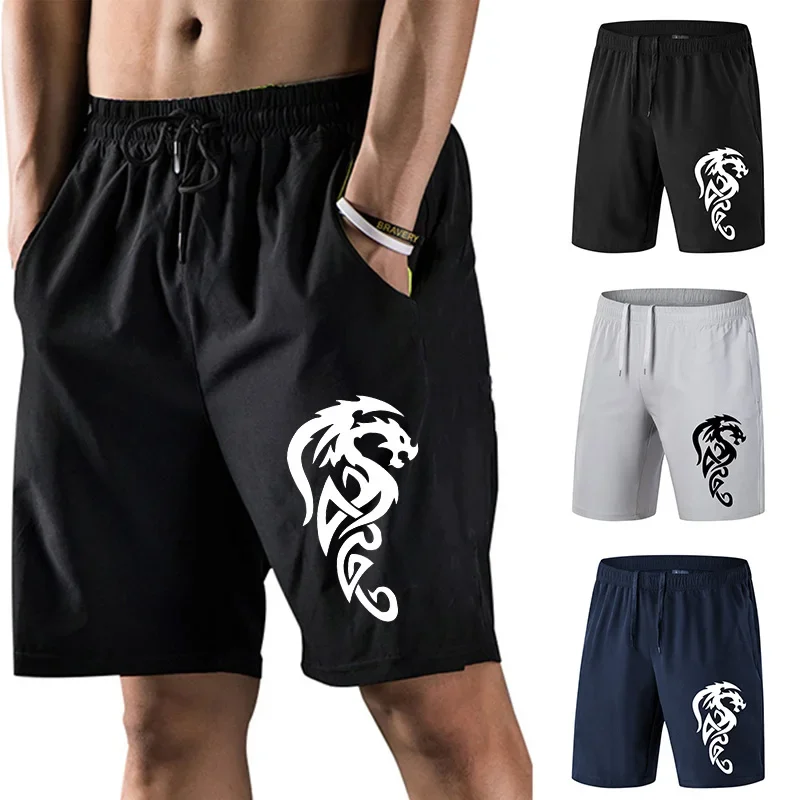 

Шорты мужские с принтом дракона, быстросохнущие Короткие штаны до колена, повседневные спортивные облегающие брюки для бега, лето 2023
