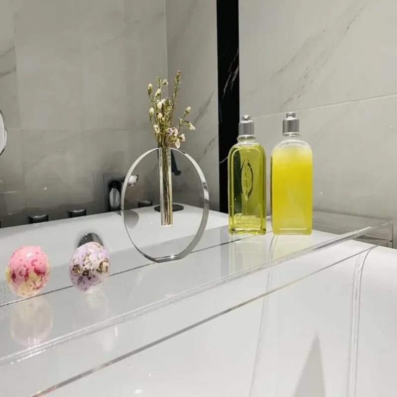 Acrylic Nordic Transparent Bathtub Tray Spa Holder Bath Table Storage Organizer for Bathroom Bath Tub Accessories 82x20x3cm